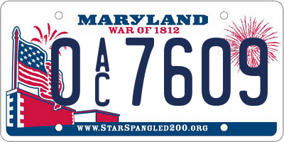 MD license plate 0AC7609