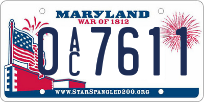 MD license plate 0AC7611