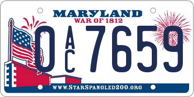 MD license plate 0AC7659