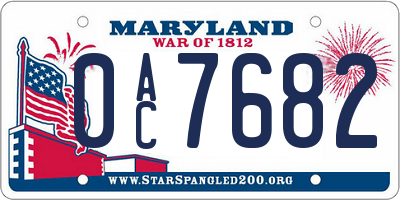 MD license plate 0AC7682