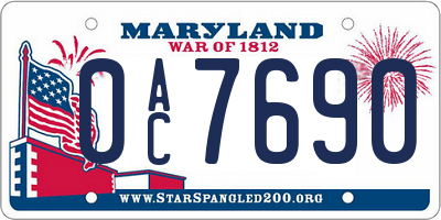 MD license plate 0AC7690
