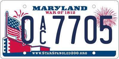 MD license plate 0AC7705
