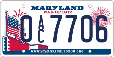 MD license plate 0AC7706