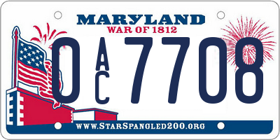 MD license plate 0AC7708