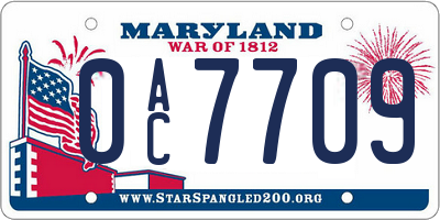 MD license plate 0AC7709