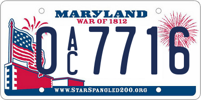 MD license plate 0AC7716