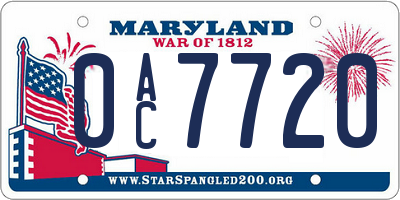 MD license plate 0AC7720
