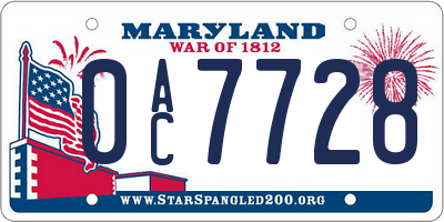 MD license plate 0AC7728