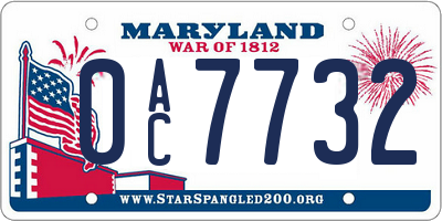 MD license plate 0AC7732