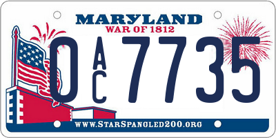 MD license plate 0AC7735