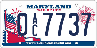 MD license plate 0AC7737