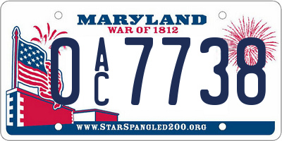 MD license plate 0AC7738