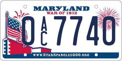 MD license plate 0AC7740
