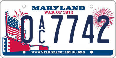 MD license plate 0AC7742