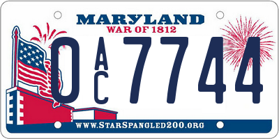 MD license plate 0AC7744