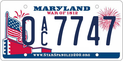 MD license plate 0AC7747