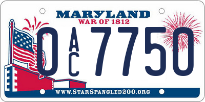 MD license plate 0AC7750