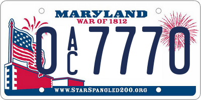 MD license plate 0AC7770