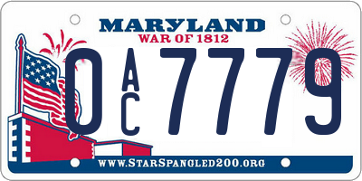 MD license plate 0AC7779