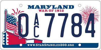 MD license plate 0AC7784
