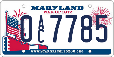 MD license plate 0AC7785