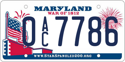 MD license plate 0AC7786