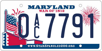 MD license plate 0AC7791
