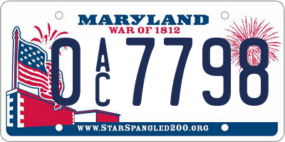 MD license plate 0AC7798
