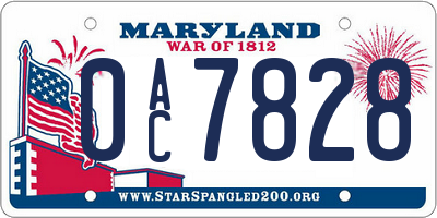 MD license plate 0AC7828