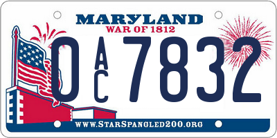 MD license plate 0AC7832