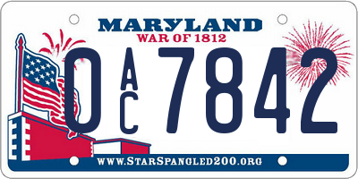 MD license plate 0AC7842