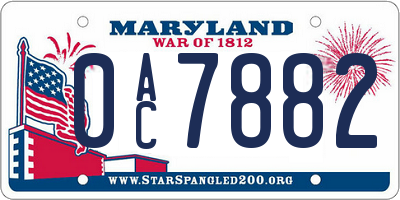 MD license plate 0AC7882