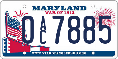 MD license plate 0AC7885