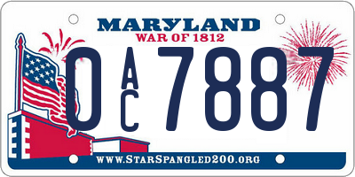 MD license plate 0AC7887