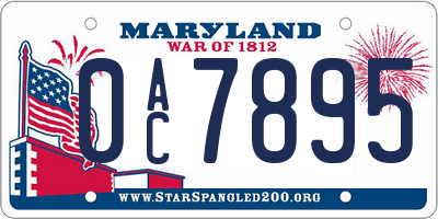 MD license plate 0AC7895