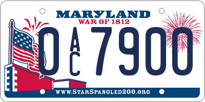 MD license plate 0AC7900