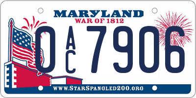 MD license plate 0AC7906