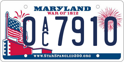MD license plate 0AC7910