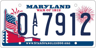 MD license plate 0AC7912