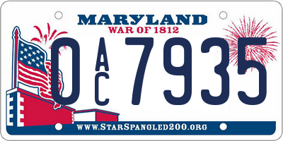 MD license plate 0AC7935
