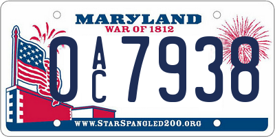 MD license plate 0AC7938