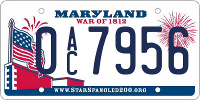 MD license plate 0AC7956