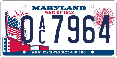 MD license plate 0AC7964