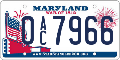 MD license plate 0AC7966