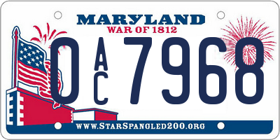 MD license plate 0AC7968