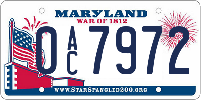 MD license plate 0AC7972