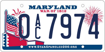 MD license plate 0AC7974