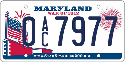 MD license plate 0AC7977
