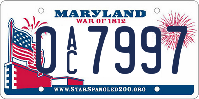 MD license plate 0AC7997