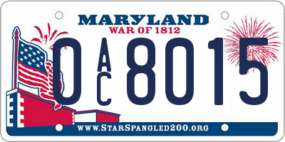 MD license plate 0AC8015